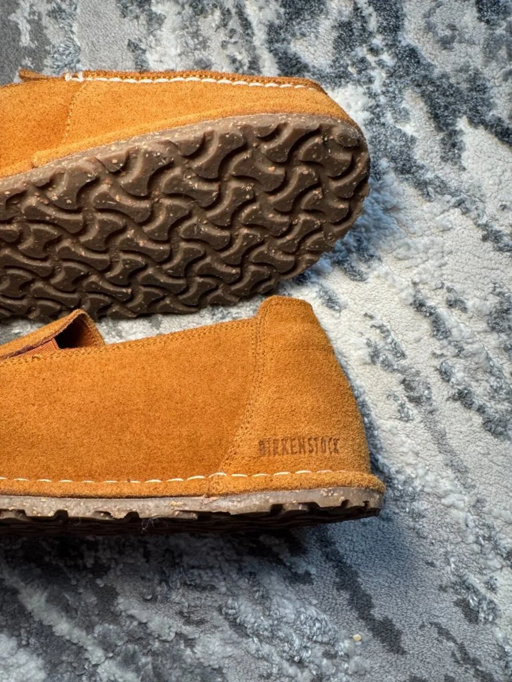 Birkenstock Utti Loafers in Mink Suede with White Contrast Stitching